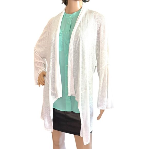 Michael Stars Cardigan OS White Open Front Lightweight Layering Top Made in USA - Picture 8 of 8